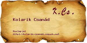 Kolarik Csanád névjegykártya